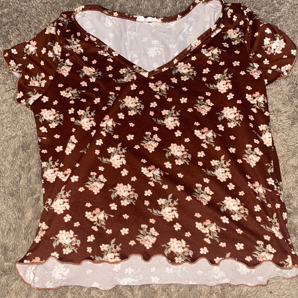 Brown floral top, soft & comfortable